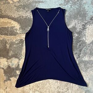 Cable & Gauge Navy Tank Top with Zipper